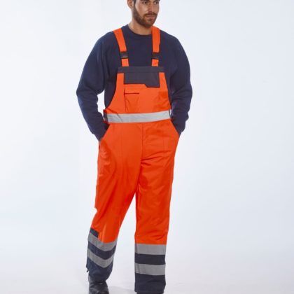 Hi-vis Contrast Bib & Brace-Lined S489